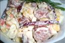 Пошаговое фото рецепта «Салатик с крабовыми палочками и охотничьими колбасками»