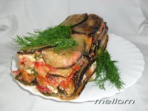 Фото рецепта «Террин из баклажанов с овощами и брынзой»