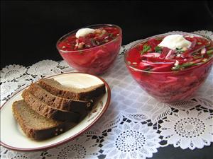 Фото рецепта «Свекольник холодный, с крабовым мясом» Фото рецепта «Свекольник холодный, с крабовым мясом»