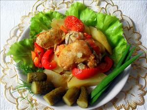 Фото рецепта «Свинина запеченая с овощами или Ужин от лентяйки»