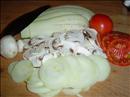 Пошаговое фото рецепта «Пирог из лаваша с баклажанами, помидорами, грибами и сыром»
