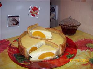 Фото рецепта «Ванильный чизкейк на твороге с персиками»