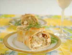 Фото рецепта «Штрудель с курицей, грибами и сыром» Фото рецепта «Штрудель с курицей, грибами и сыром»