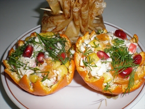 Фото рецепта «Салат в мандариновых корзиночках»