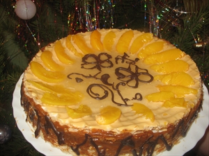 Фото рецепта «Вафельный торт с персиковым кремом»