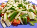 Пошаговое фото рецепта «Овощной салат с сырными шариками и оливками»