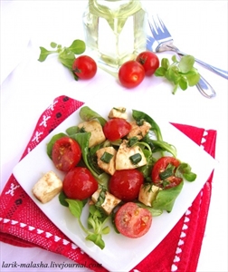 Фото рецепта «Салат из помидоров, моцареллы и базилика»