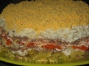 Пошаговое фото рецепта «Слоеный салат с отварной печенью»