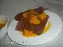 Пошаговое фото рецепта «Блины шоколадные с апельсиновым соусом»