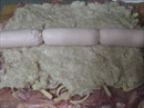 Пошаговое фото рецепта «Мясной-примясной рулет в слоеном тесте»