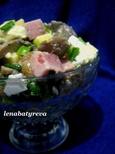 Фото рецепта «Грибной салат с сыром и ветчиной»