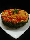 Пошаговое фото рецепта «Слоеный салат с мясом и маринованным перцем»