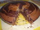 Пошаговое фото рецепта «Пирог мраморный с орехами и изюмом»