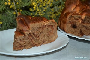 Фото рецепта «Кофейно-шоколодный пирог с клюквенным джемом (постный)»