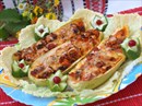 Пошаговое фото рецепта «Кабачки фаршированные курицей и сухариками»